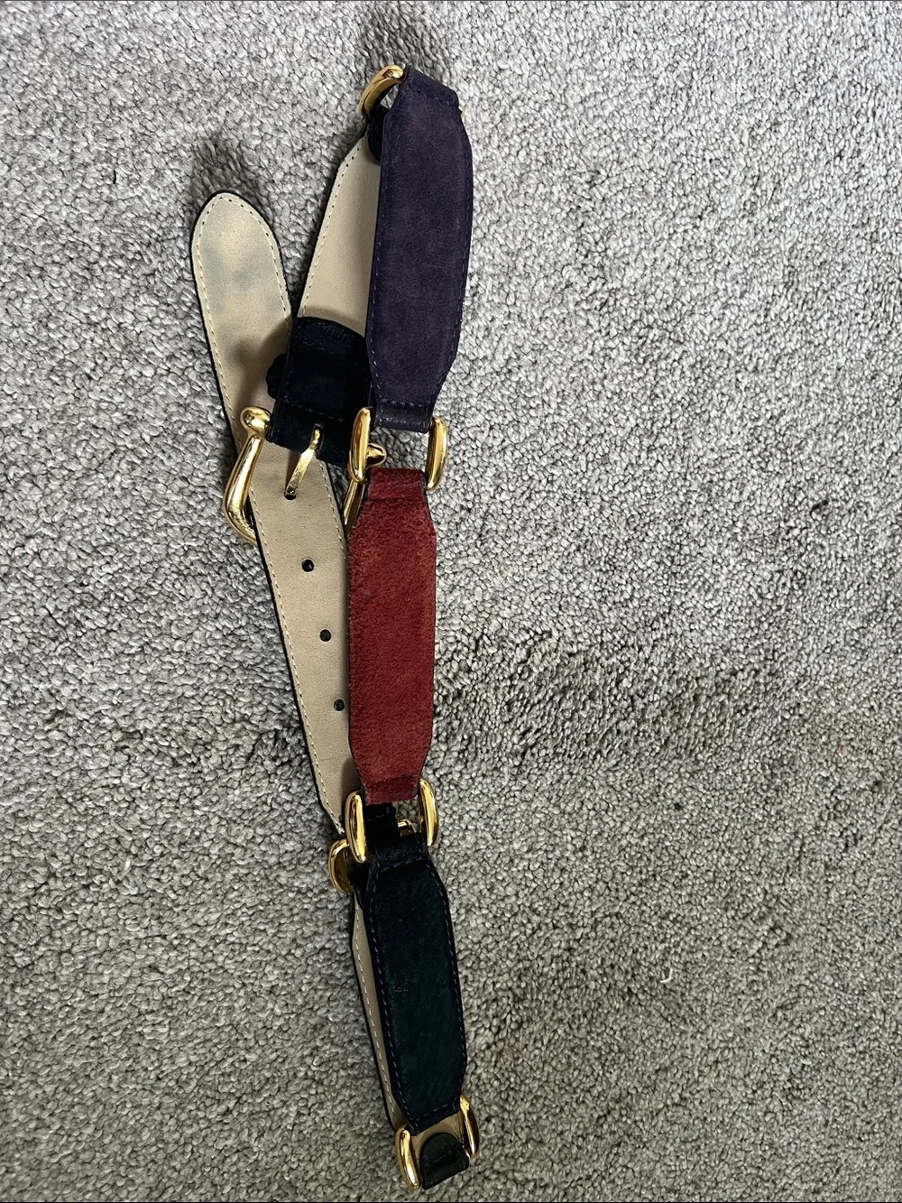 Fossil Genuine Leather Colorblock Suede Belt Gold Hardware Vintage Boho